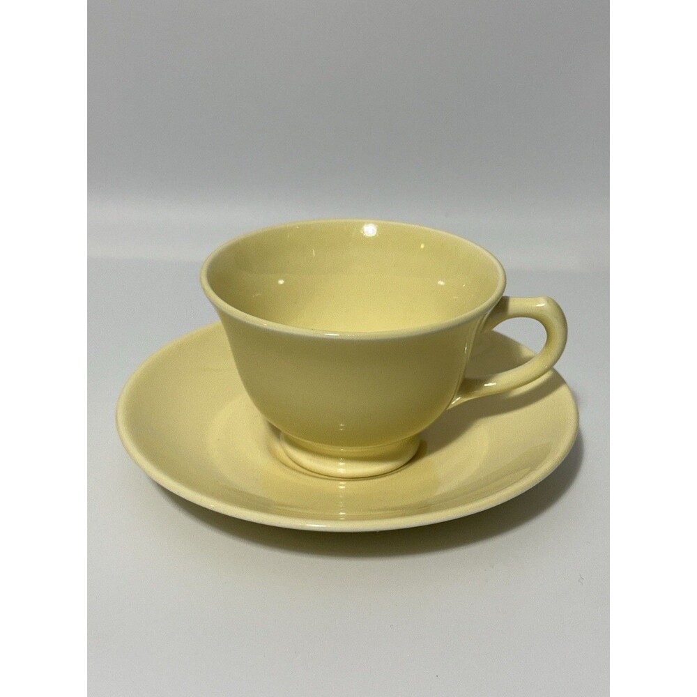 VTG LuRay Pastels TS&T Footed Cup & Saucer Set - Pastel Yellow